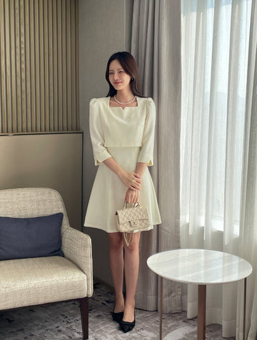 Glyn Notch Square Tweed Flare One Piece Mini